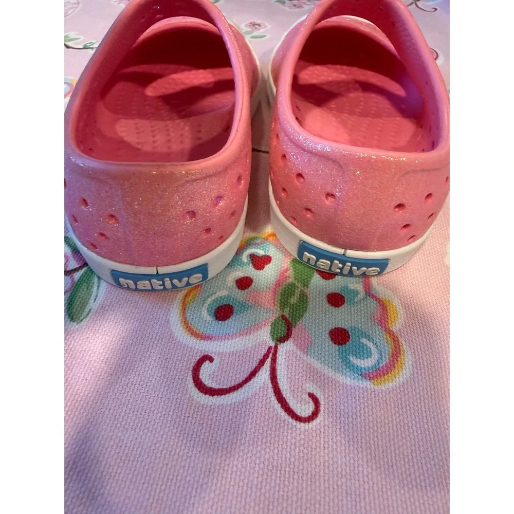 Native Shoes Juniper Pink Glitter Mary Jane Slip On Sneakers Kids Size C6